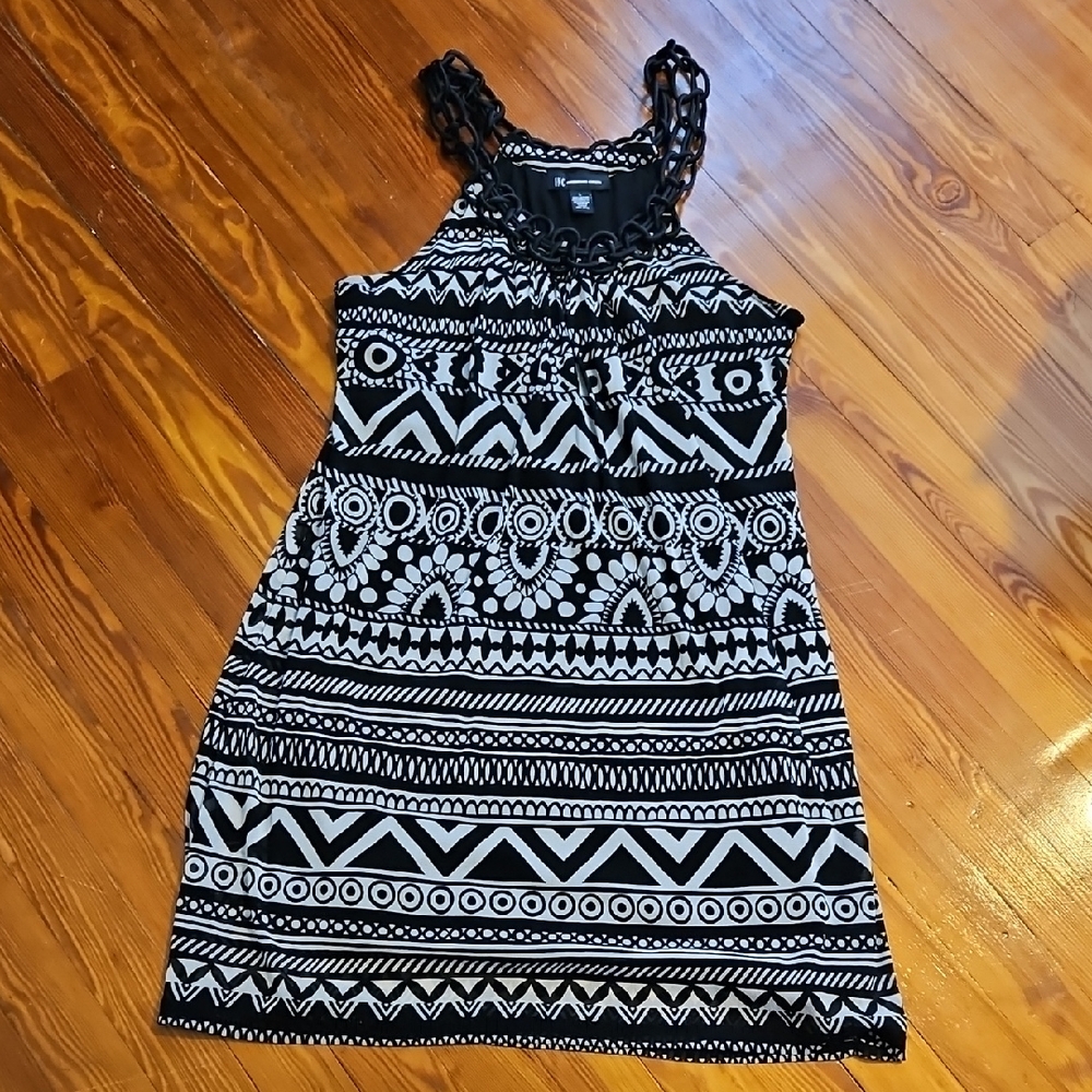 INC International Concepts Black and White Halter Dress- L